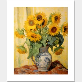 Yellow Sunflowers Vintage Flowers Posters and Art